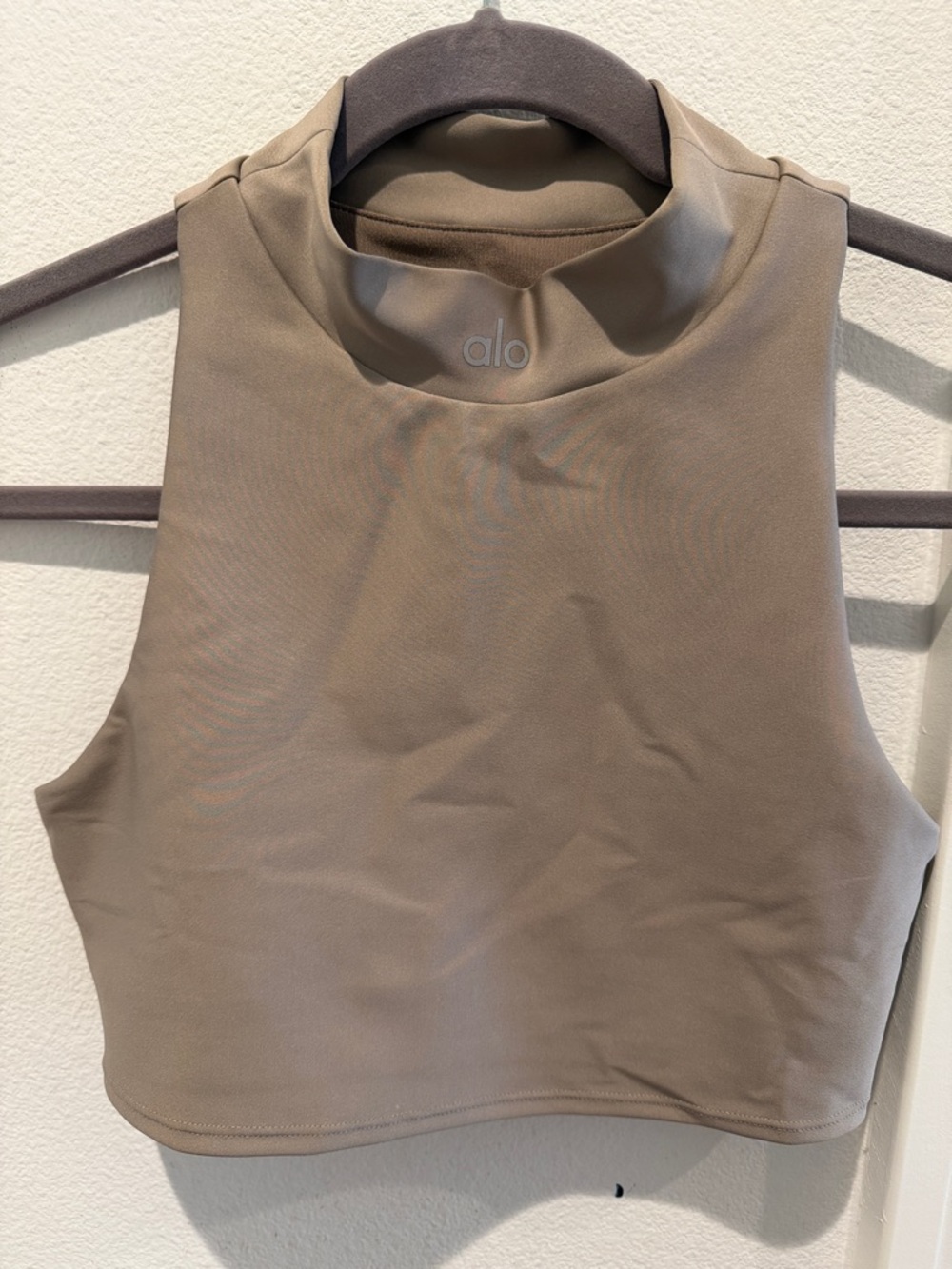 ALO Yoga High Neck Cropped Tank Top in Taupe - Picture 3 of 4
